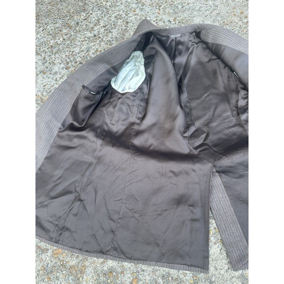 VTG 44 Ermenegildo Zegna Brown Wool Flannel Chalk Stripe Made In Italy 2 Piece - Picture 11 of 16